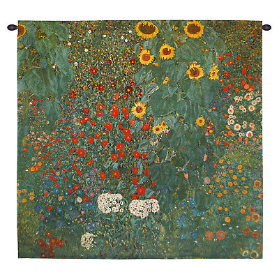 Fine Art Tapestries Gustav Klimt Farm Garden with Sunflowers Wall Hanging- Large