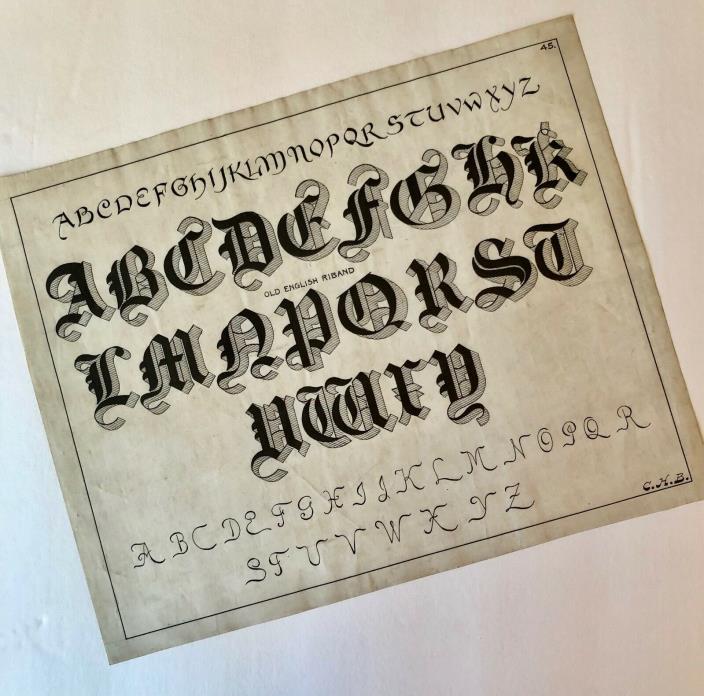 Original Calligraphy Old English Riband Font Alphabet C M & St P Railroad