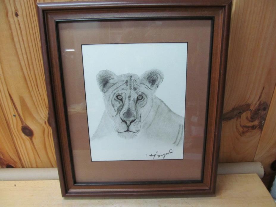 “Lioness” Charcoal Drawing Original Art Wildlife Artist Talbot Hap Hagood Jr.