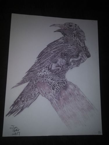 Hand Drawn Art Gothic Crow