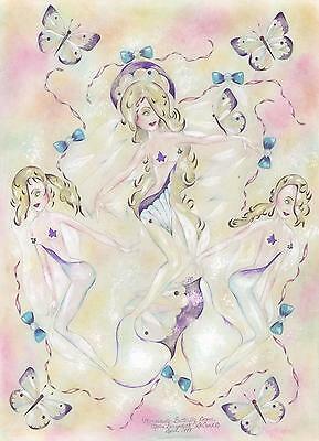 MERMAID BUTTERFLIES BUTTERFLY COCOON FANTASY SURREALISM PASTEL DRAWING PAINTING