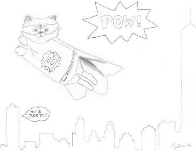 Superhero Cat Coloring Page Cat Cartoon Whimsical Cat Drawing Cat Art Cat Lovers
