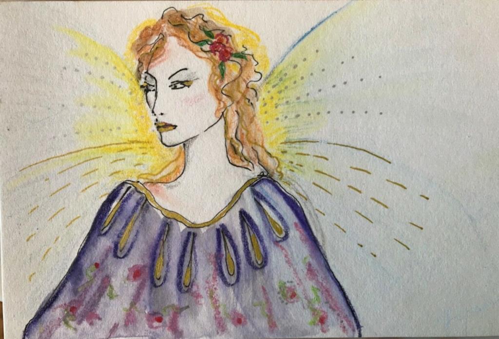 Fairy  original watercolour pencil drawing by artist Fiona