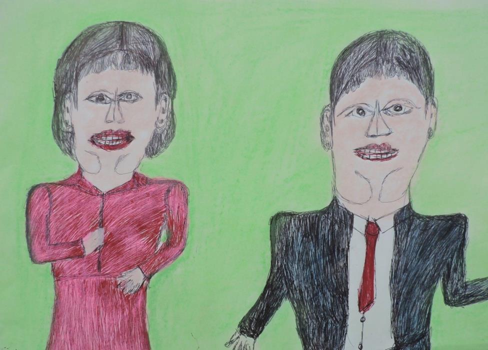 Shields Landon Jones *1901-1995) Folk Outsider Art Portraits Portraits