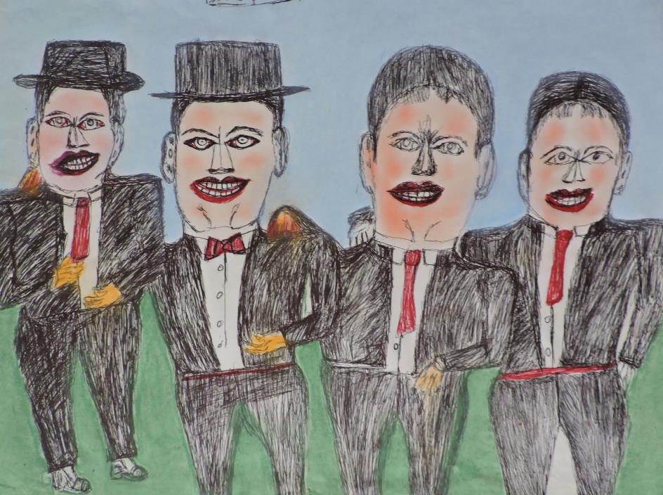 Shields Landon Jones (1901-1995) Folk Outsider Art Portraits Drawing
