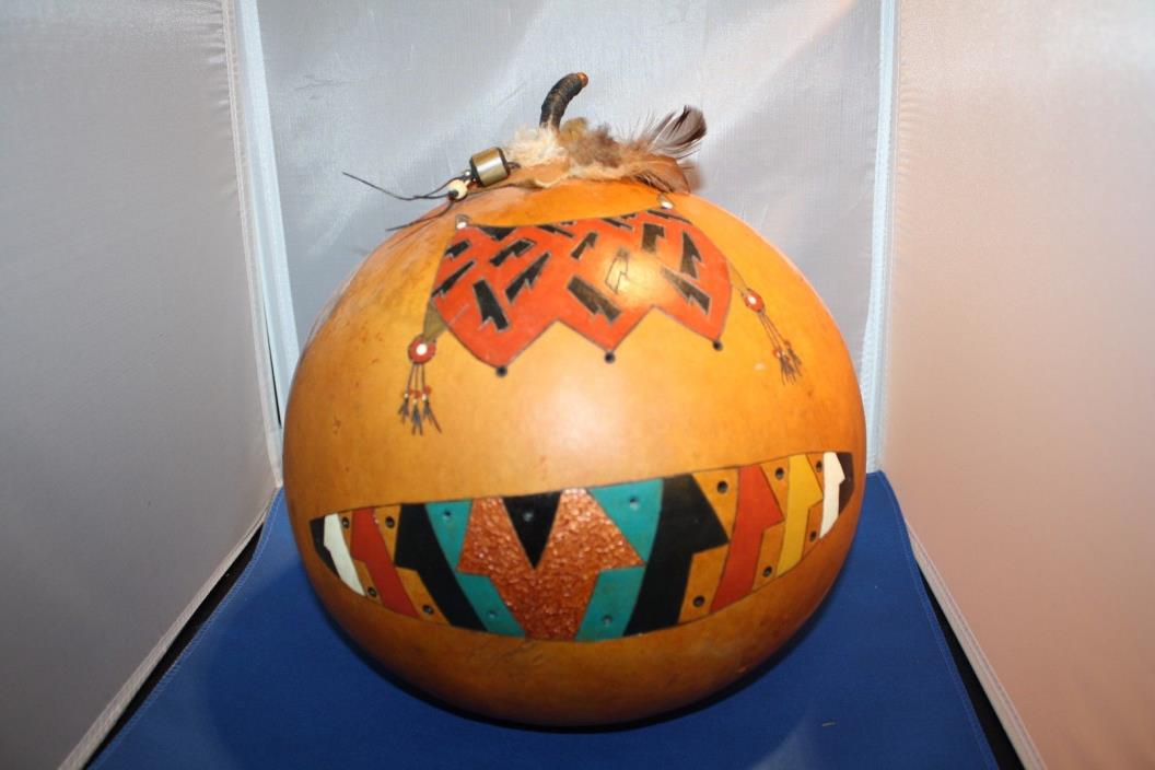 Vintage Painted Gourd signed M. Royal