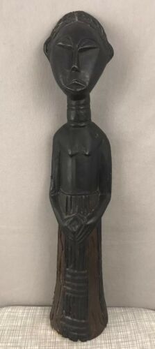 Handcrafted Carved Wood African Tribal Fertility Statue Made in Ghana