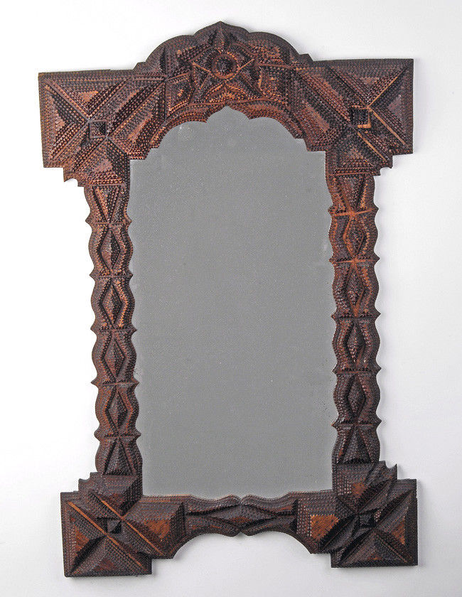 Large Tramp art highly carved mirror or frame