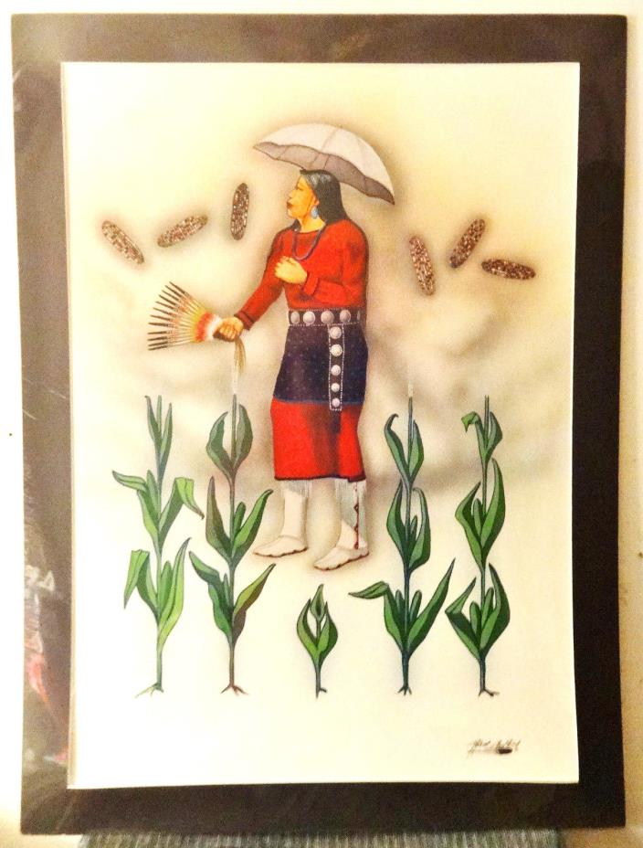 R. REDBIRD SR. Kiowa Original Authentic Native American ART SALE Corn Maize Rain