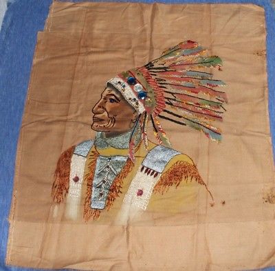 Vintage   EMBROIDERED      CHIEF   Headdress      27 x 24