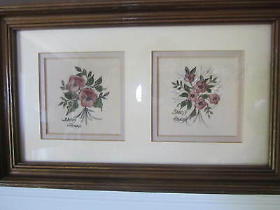 Framed double theorem painting of flowers. Nicely framed. Honan signed.