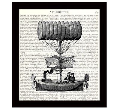 Dictionary Art Print 8 x 10 Steampunk 19th Century Flying Machine Steam Powered