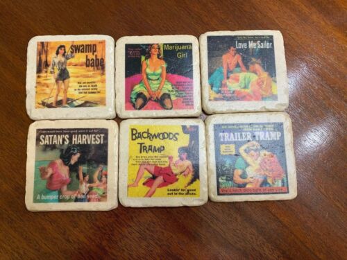 Pulp Art Tiles Coasters 3.75x3.75 Set Of 6