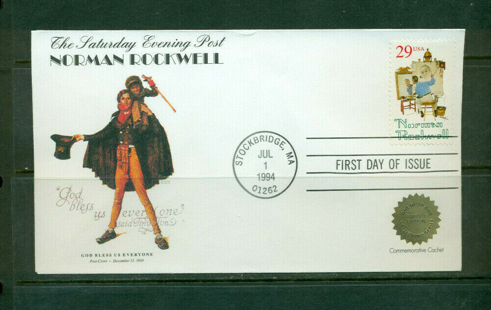 1994 First Day of Issue - honoring Norman Rockwell - HE Harris Cachet