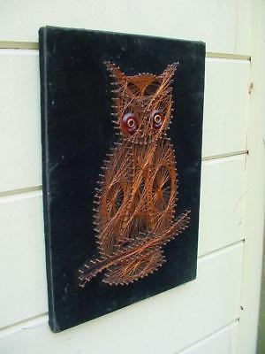 Vintage Mid Century String Art Copper Wire Nail Wall Art ~ Hoot the Owl