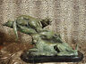 *Rich Bronze Metal Statue on Marble Leopard Panther Jaguar Big Cat Art Sculpture