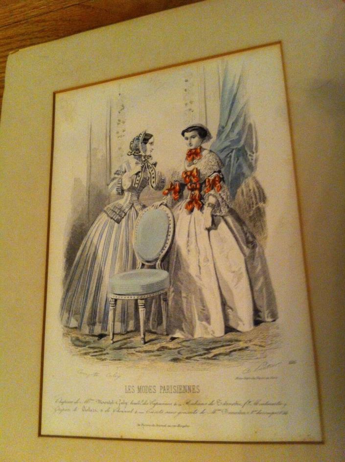 vintage matted art from magazine written in French LES MODES PARISIENNES Antique