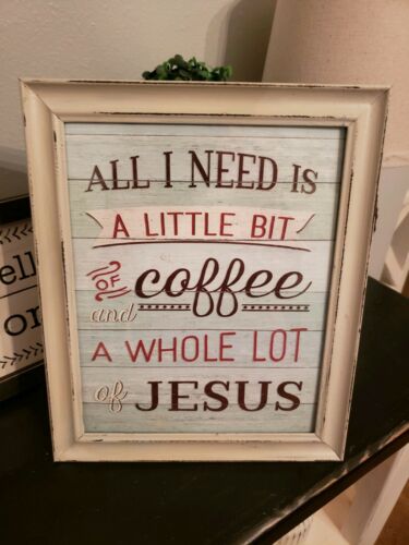 NEW FARMHOUSE SHABBY CHIC JESUS COFFEE KITCHEN RUSTIC  PICTURE 12x10