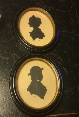Pair Of Silhouettes-1930/1940-SZL-Sidney Z Lucas-Man/Woman-Oval-Vintage-Charming