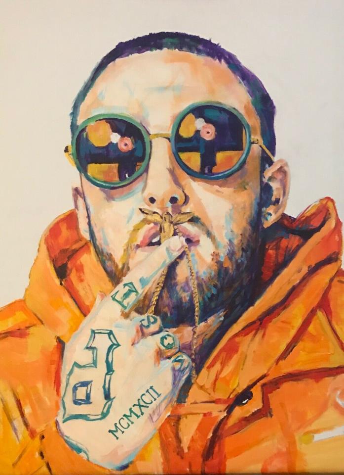 Mac Miller original  painting by Xilberto on canvas 18x24