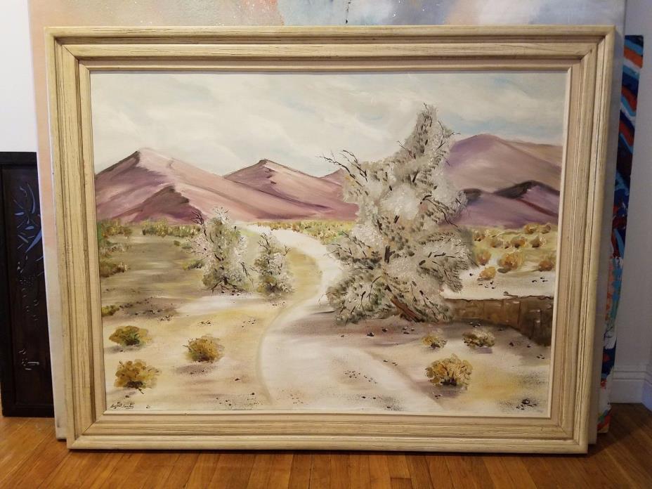 Original Desert Landscape Painting Signed EVERETT SANCHEZ, Vintage Palm Springs