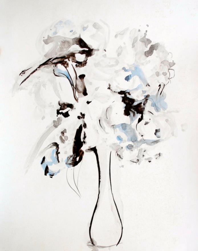 Original Abstract Flowers on Vase by Tomás Oliva Sr. Cuban Artist –P19