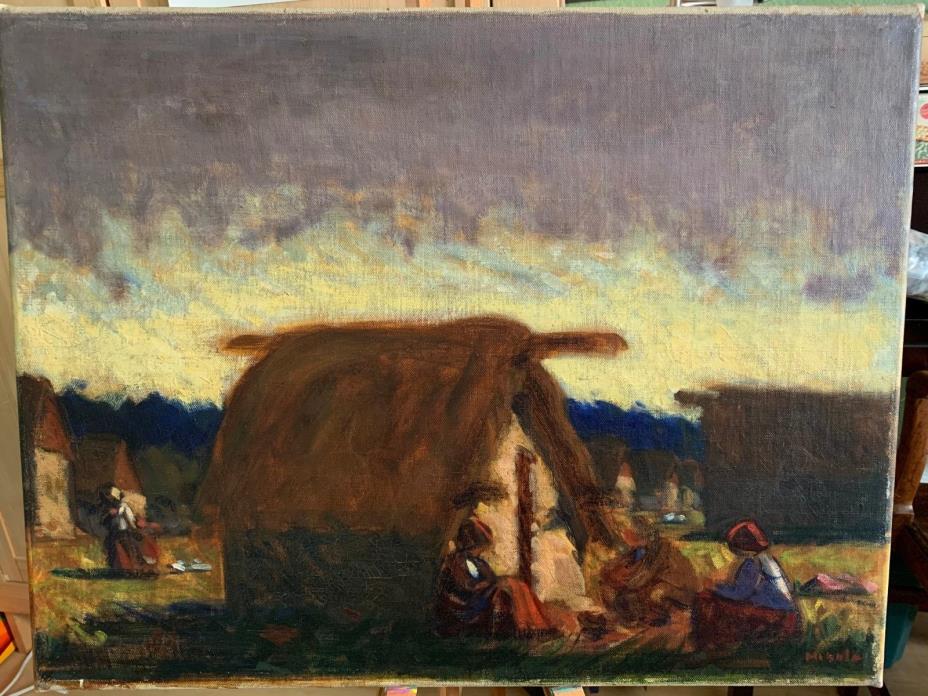 Oil painting MIKOLA, ANDRÁS NAGYPELESKE, 1884 - 1970, NAGYBÁNYA. Hungarian/ Roma