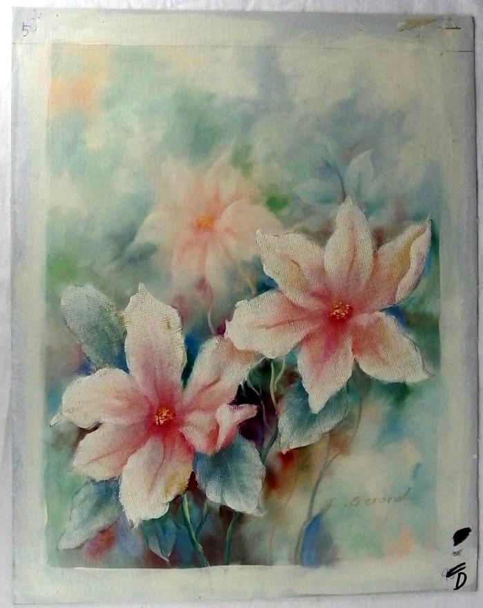 I. Gerard Original Oil on Canvas Painting Textured Flowers Unstretched