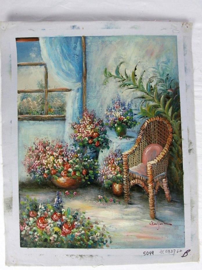 Balfour Original Oil Canvas Impressionist Painting Flowers Sun Room Unstretched