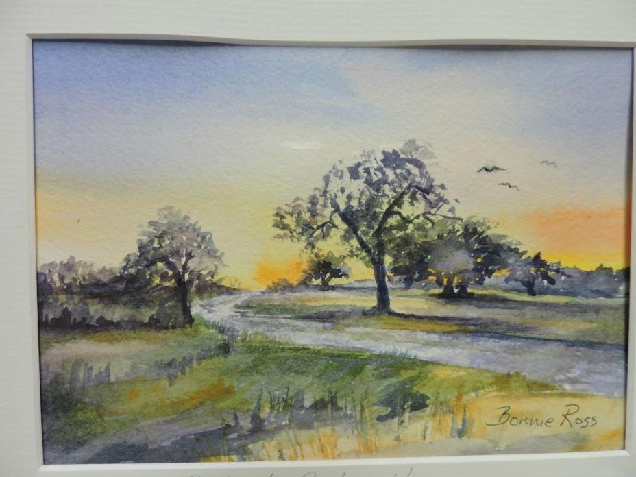 Framed Original Watercolor Painting Hillbrook Orchard in Groton by Bonnie Ross