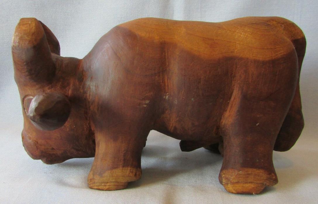 Vintage Folk Art Hand Carved Bull By Basil Thomas
