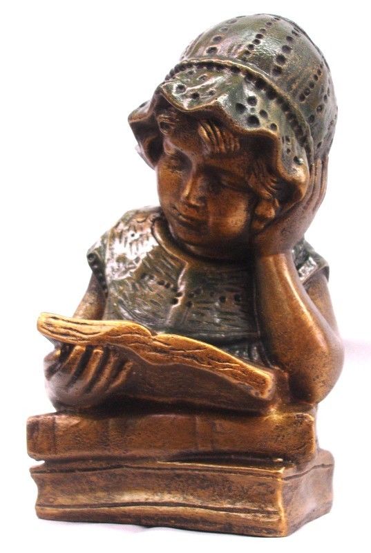 Victorian Girl Reading Book Statue Vintage Sculpture