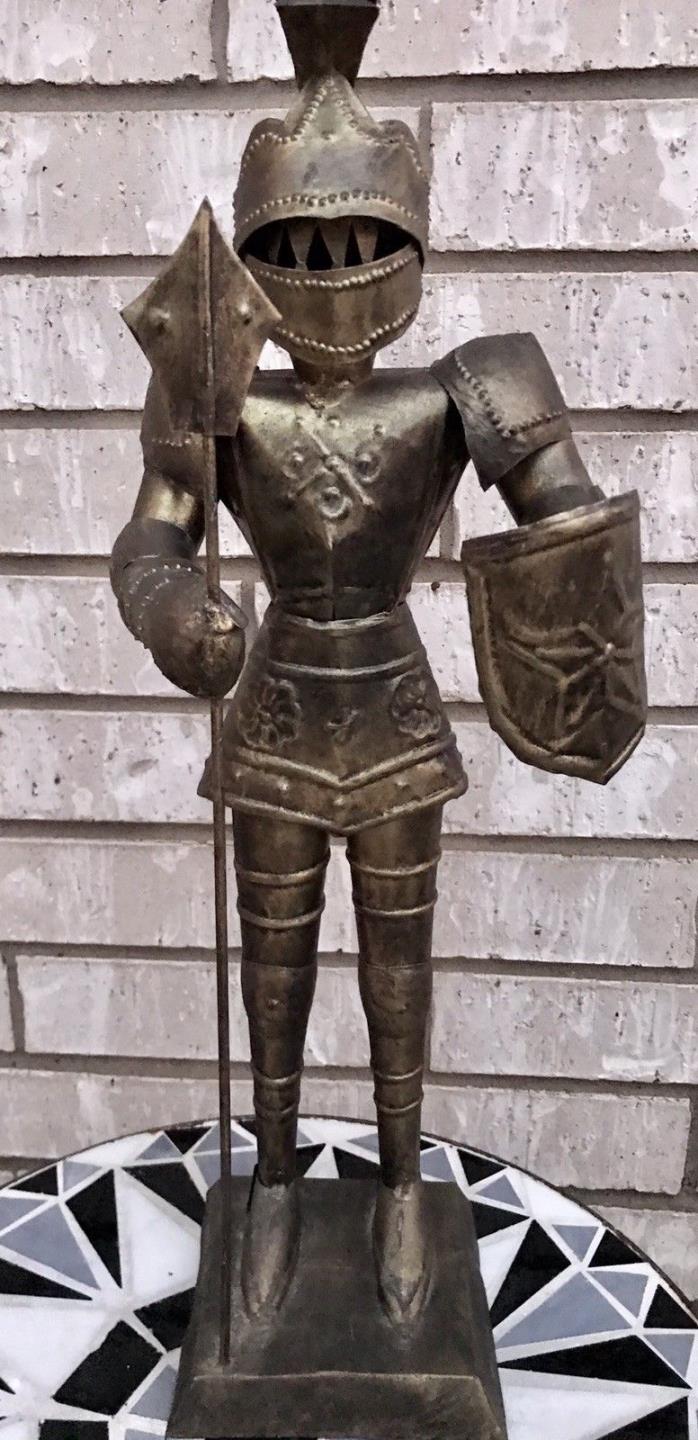 Vintage Medeival Knight Sculpture Tin Armor Statue