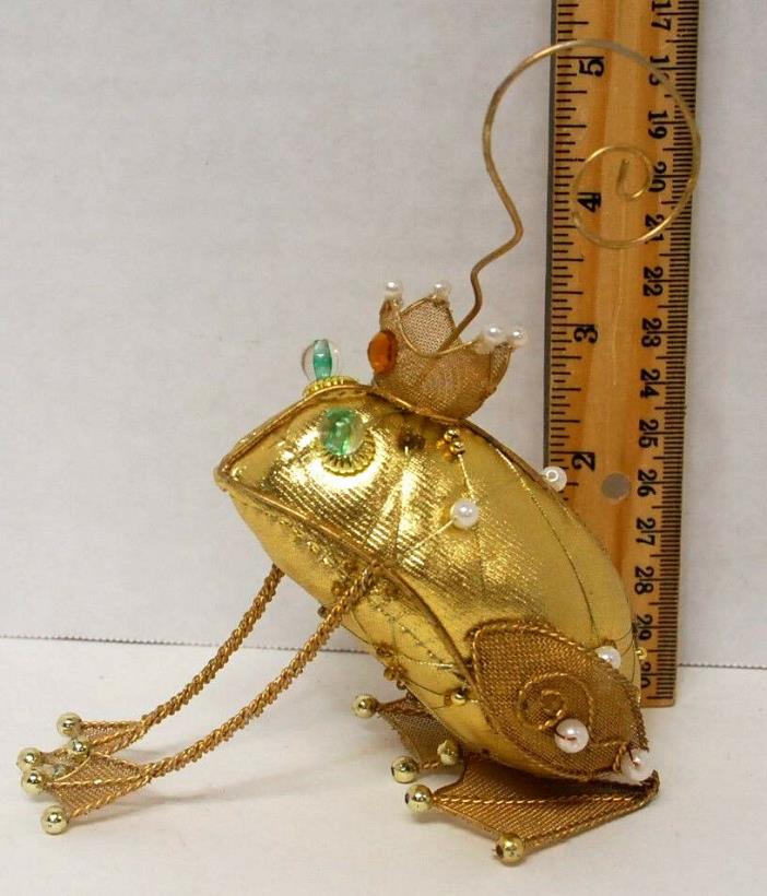 Gold Lame' Stuffed Frog Prince Approx 5