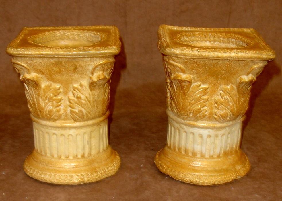 Pair of Greek Corinthian Candle Holders Classic Column Pedestal Sculpture