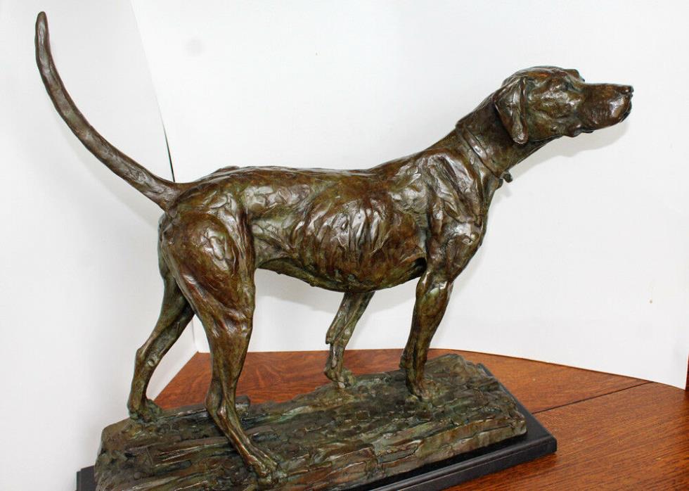 Walter Matia Original Bronze Dog Sculpture Pointer Sporting Large Signed Art