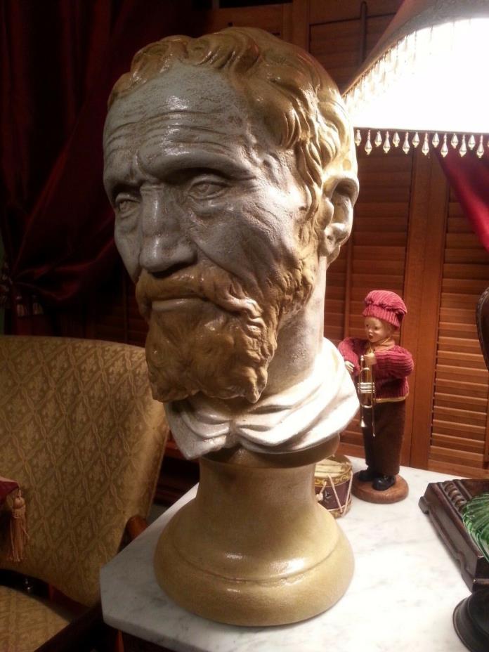 Large Bust of Michaelangelo Vintage Statue Home Decor Sculpture 20