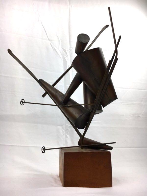 Homer Gunn - Very Rare Bronze Skier Modernist Sculpture New England Artist