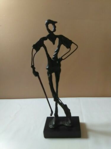 Sculpture Statue Golfer Metal Abstract Art 13 Inch Figure Figurine Table Top