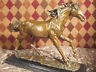 * Rare Bronze Metal Statue on Marble Running Horse Equestrian Western Sculpture