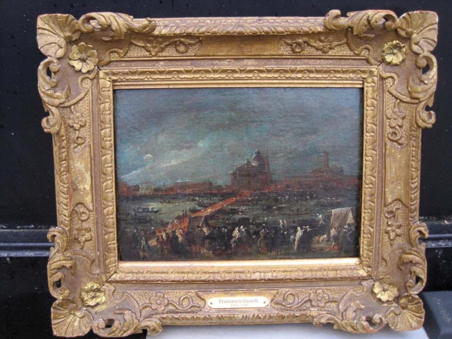 Attributed to Francesco Guardi  -- Venice -- Antique oil  1700's carved frame