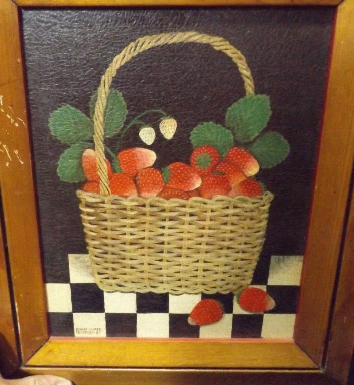 Original Diane Ulmer Pedersen painting Strawberrys in a Basket 1987
