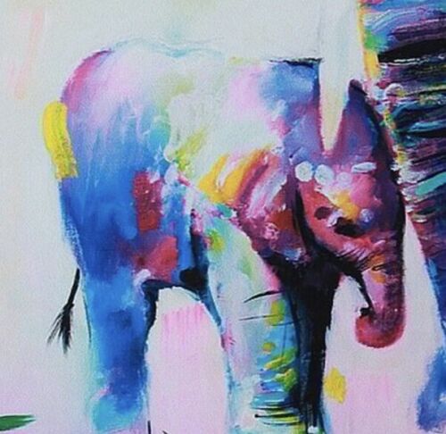 Multicolor Elephant Pattern Canvas Painting Frameless Pictures Living Room Decor