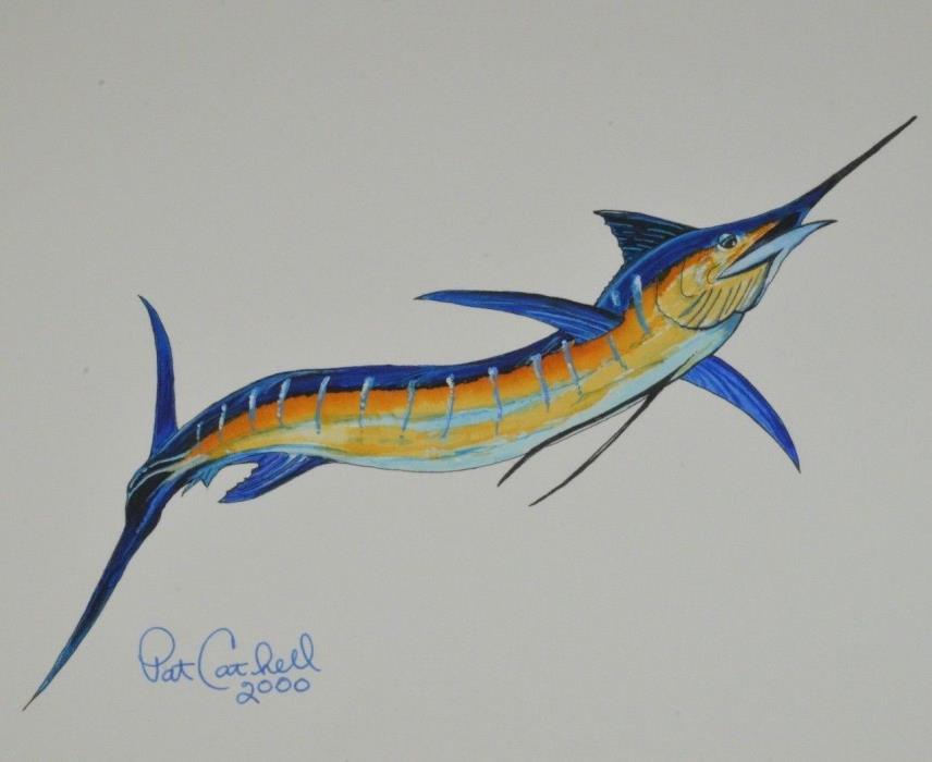 ORIGINAL Blue Marlin Billfish Hand Painted Artwork Painting Angler Game Fish