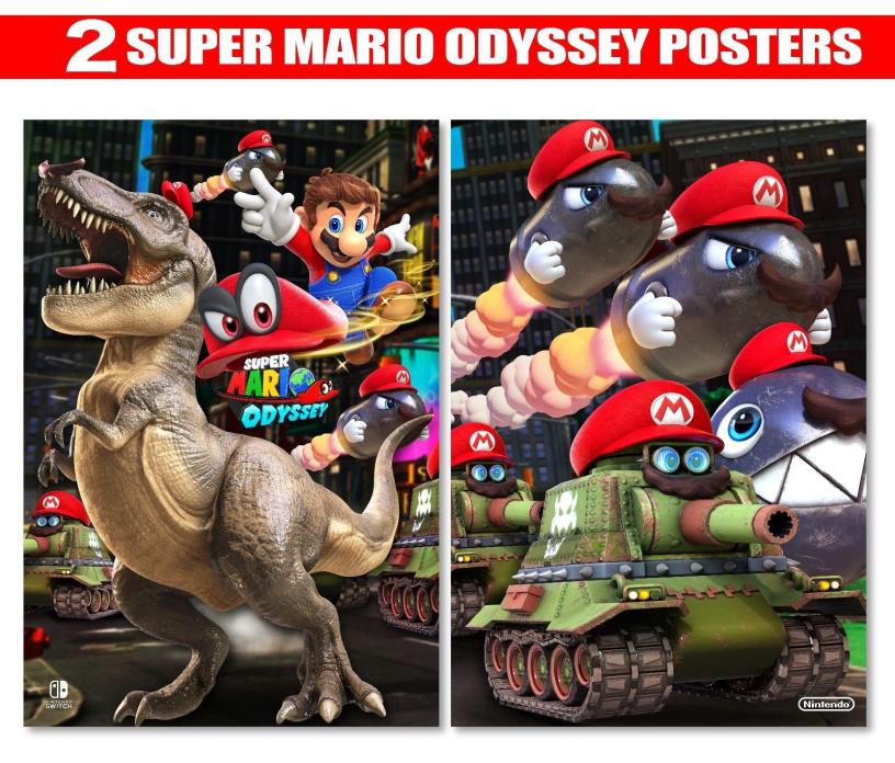 SUPER MARIO BROS ODYSSEY Posters | Two 4K style 13x19inch -W/ FoamBoard Backing