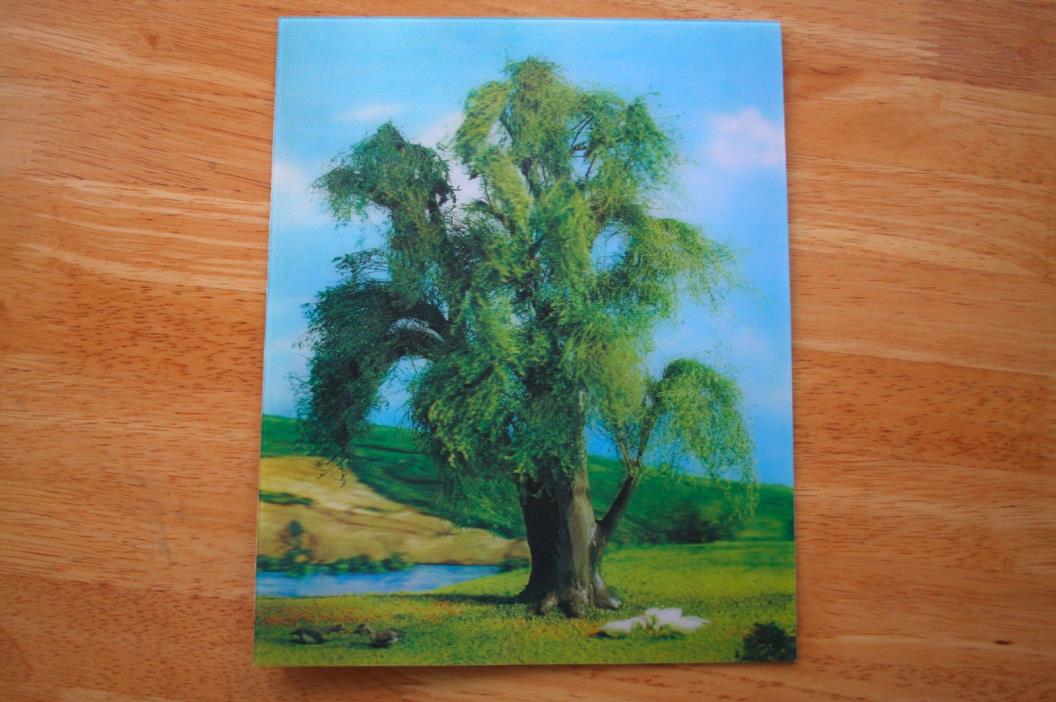 Vintage 3D Lenticular Print Weeping Willow Tree 8