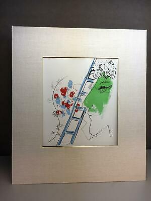 Original Vintage Marc Chagall Ladder Color Lithograph Jewish Modernist