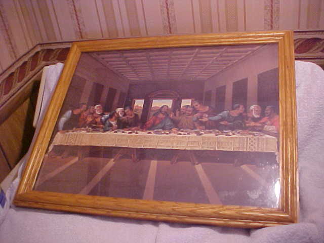 Oak  Framed Black African American Last Supper Jesus Christ Signed dated 1990