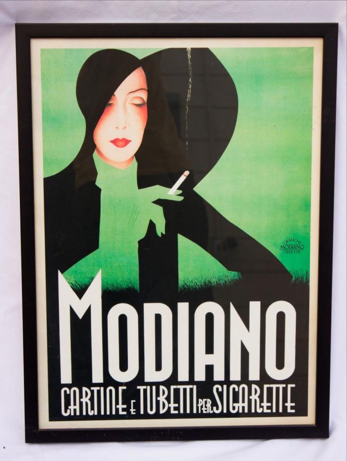 Framed MODIANO 1932 Cigarette Ad Litho POSTER Cartine Tubetti Sigarette ITALY