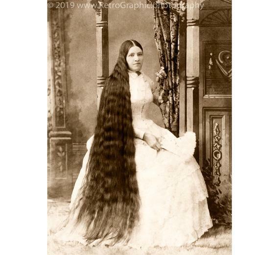 Long Haired Lady, Ottawa, ONT Cabinet Card Vintage Photo Reprint